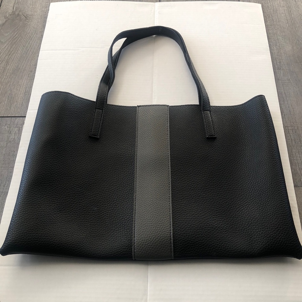 Vince Camuto Vegan soft over the shoulder black bag with stripe of gray
